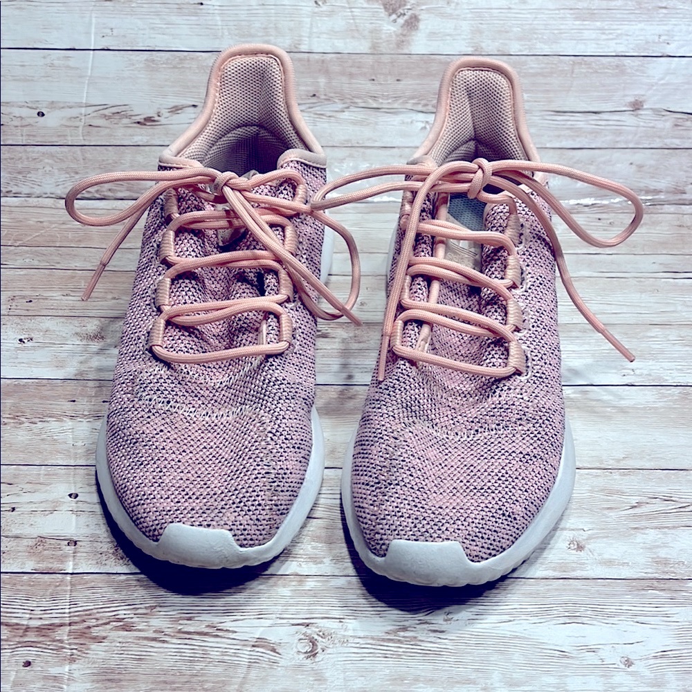 Adidas Tubular Pink and Black Sneakers with Knit Fabric and Modern Design